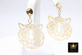 Gold Tiger Head Earrings, Gold Stud Earrings AG #2399, LSU Gameday Jewelry