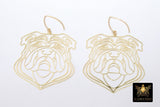 Gold Bulldog Head Earrings, 14 K Gold Filled V Hook Ear Wires AG# 2166, Dangle Georgia Gameday Jewelry