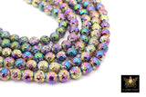 Multi Color Lava Rock Beads, Metallic Textured Plated Beads BS #48, Purple