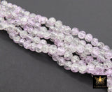 Clear and Purple Round Crystal Beads, Crackled Shimmery Glass Beads BS #122, size 8 mm