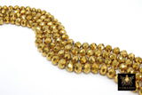 Gold LSU Tiger Beads, Electroplated Gold Crystal Beads BS #223, Rondelle size 7 x 10 mm