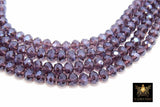 Purple Crystal Beads, Shimmery Faceted AB Crystal Rondelle Beads BS #293, sizes 8 x 6 mm