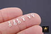 925 Sterling Silver Crimp End Caps, Silver Dainty Chain Necklace Crimps # 823, 3.0 mm Ring and 1.0 mm ID Hole