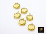 Citrine Square Charms, 12 mm Gold Gemstone Charms #3001, Sterling Silver