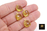 Citrine Square Charms, 12 mm Gold Gemstone Charms #3001, Sterling Silver