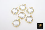 Clear Quartz Charms, 12 mm Gold Gemstone Charms #3002, Sterling Silver