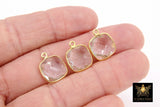 Clear Quartz Charms, 12 mm Gold Gemstone Charms #3002, Sterling Silver