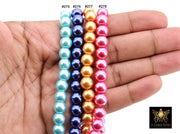 Multi Color Round Beads, 8 mm Pearlized Glass Beads CB #263, 31.1 Inch Strands