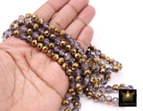 Gold and Lavender Beige Electroplated Bead Strand