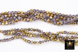 Gold and Lavender Beige Electroplated Bead Strand, Light Purple and Gold beads BS #33, size 6 x 8mm or 8 x 10 mm