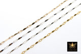14 K Gold Filled Bar Jewelry Chains, 9.0 mm 925 Sterling Silver Dapped Bar CH# 830, Unfinished Long Short Chain CH# 736
