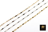 14 K Gold Filled Bar Jewelry Chains, 9.0 mm 925 Sterling Silver Dapped Bar CH# 830, Unfinished Long Short Chain CH# 736