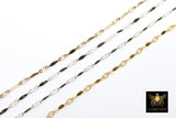 14 K Gold Filled Dapped Bar Jewelry Chains, 8.2 mm 925 Sterling Silver Bars CH #824, Unfinished Long Short Chain