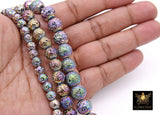 Multi Color Lava Rock Beads, Metallic Textured Plated Beads BS #48, Purple