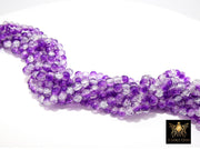 Clear Purple and Clear Round Crystal Beads, Shimmery Crackled Glass Beads BS# 249, size 6 mm