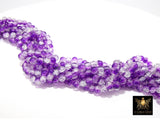 Clear Purple and Clear Round Crystal Beads, Shimmery Crackled Glass Beads BS #249, size 6 mm