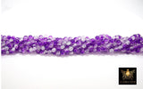 Clear Purple and Clear Round Crystal Beads, Shimmery Crackled Glass Beads BS #249, size 6 mm