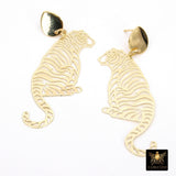 Gold Tiger Body Earrings, Gold Teardrop Studs AG #2408, Dangle LSU Gameday Jewelry