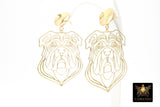 Gold Bulldog Earring, Wavy Stud Gold Georgia Bulldogs AG #2408, Animal Head Charms