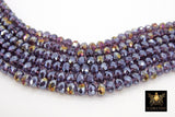 Purple and Gold LSU Tiger Beads,  Plated Electroplated Purple Rondelle Beads BS #219, size 8 x 6 mm