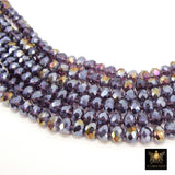 Purple and Gold LSU Tiger Beads, Plated Electroplated Purple Rondelle Beads BS #219, size 8 x 6 mm