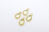 Citrine Teardrop Charms, 8 mm Gold Plated Oval Yellow Gemstones AG #2848, Gold Plated over Sterling Silver Light Citrine