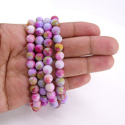 Pink Multi Color Jade Beads, 8 mm Smooth Mixed Pink BS #257, Purple Yellow White Beads