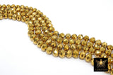 Gold LSU Tiger Beads,  Electroplated Gold Crystal Beads BS# 223, Rondelle size 7 x 10 mm