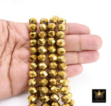 Gold LSU Tiger Beads, Electroplated Gold Crystal Beads BS# 223, Rondelle size 7 x 10 mm