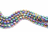 Electroplated Crystal Beads, 8 mm Faceted Purple Gold AB Rondelle Beads BS #255, 8 x 10 mm Glass Electroplated Blue Beads