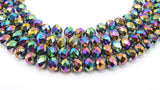 Electroplated Crystal Beads, 8 mm Faceted Purple Gold AB Rondelle Beads BS #255, 8 x 10 mm Glass Electroplated Blue Beads