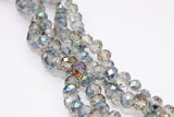 Electroplated Clear Glass Beads, Rondelle Faceted AB Glass Beads BS #265, 8 x 10 mm