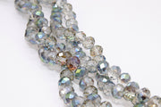 Electroplated Clear Glass Beads, Rondelle Faceted AB Glass Beads BS #265, 8 x 10 mm