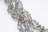 Electroplated Clear Glass Beads, Rondelle Faceted Glass Beads BS #265, 10x8mm, 15 inch Jewelry Strands