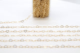 Gold Filled Heart Chains, 5 mm Heart Shaped 12 K Gold Filled Chain CH# 749, 2.6 mm Heart Unfinished Designer Chain CH #716