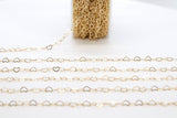 Gold Filled Heart Chains, 5 mm Heart Shaped 12 K Gold Filled Chain CH# 749, 2.6 mm Heart Unfinished Designer Chain CH #716
