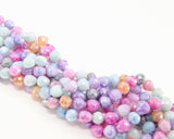 Multi Color Crystal Beads, 8 mm Faceted Spring Tear Drop Crystal Round Beads BS #254, Jewelry Pastel Bead Strands - 1 Strand