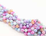 Multi Color Crystal Beads, 8 mm Faceted Spring Tear Drop Crystal Round Beads BS #254, Jewelry Pastel Bead Strands