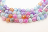 Multi Color Crystal Beads, 8 mm Faceted Spring Tear Drop Crystal Round Beads BS #254, Jewelry Pastel Bead Strands