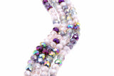 Multi Color Purple Crystal Beads, Lavender White Faceted AB Rondelle Beads BS #259, sizes 5 x 6 mm