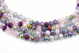 Multi Color Purple Crystal Beads, Lavender White Faceted AB Rondelle Beads