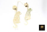 Gold Tiger Body Earrings, Gold Wavy Stud AG #2405, Dangle LSU Gameday Jewelry