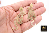 Gold Tiger Body Earrings, Gold Teardrop Studs AG #2408, Dangle LSU Gameday Jewelry