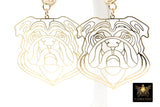 Gold Bulldog Earring, Round Wavy Stud Gold Georgia Bulldogs AG #2407, Animal Head Charms