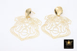 Gold Bulldog Earring, Wavy Stud Gold Georgia Bulldogs AG #2408, Animal Head Charms