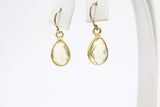 Citrine Teardrop Charms, 8 mm Gold Plated Oval Yellow Gemstones AG #2839, Gold Plated over Sterling Silver Light Citrine