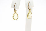 Citrine Teardrop Charms, 8 mm Gold Plated Oval Yellow Gemstones AG #2839, Gold Plated over Sterling Silver Light Citrine