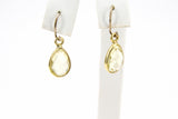 Citrine Teardrop Charms, 8 mm Gold Plated Oval Yellow Gemstones AG #2848, Gold Plated over Sterling Silver Light Citrine
