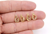 Citrine Teardrop Charms, 8 mm Gold Plated Oval Yellow Gemstones AG #2848, Gold Plated over Sterling Silver Light Citrine