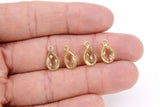 Citrine Teardrop Charms, 8 mm Gold Plated Oval Yellow Gemstones AG #2839, Gold Plated over Sterling Silver Light Citrine